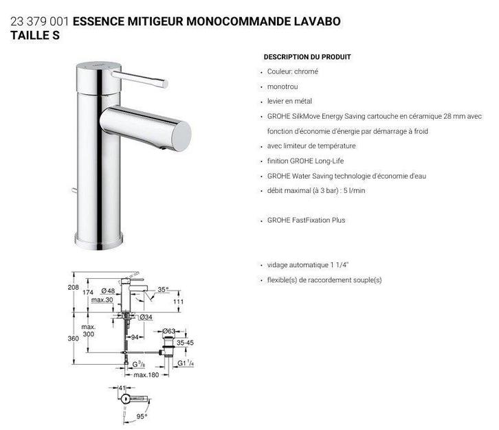 Grohe mitigeur Essence new (neuf) taille S, Bricolage & Construction, Sanitaire, Neuf, Lavabo, Chrome, Enlèvement ou Envoi