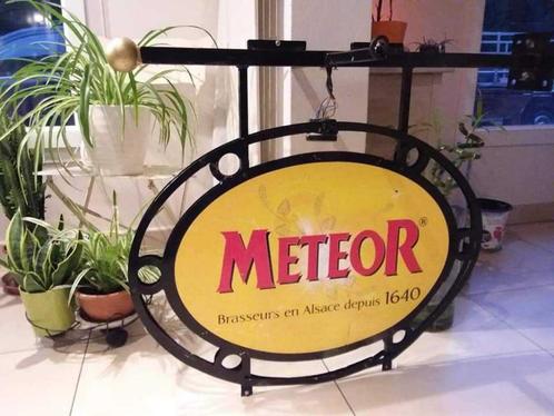 Metalen uithangbord Meteor bier reclame🍺, Verzamelen, Merken en Reclamevoorwerpen, Gebruikt, Reclamebord, Ophalen of Verzenden