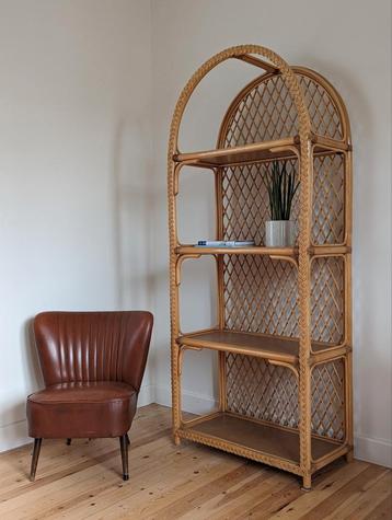 Vintage Rotan Rek | Retro Bamboe Boekenrek