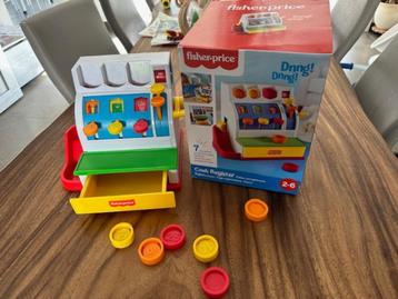 kassa fisher-price met geluid, glijbaan, 6 grote munten, lad beschikbaar voor biedingen