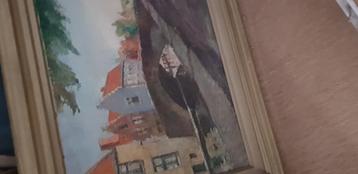 Canvas uitzicht op Brugge ingelijst 91cm L-81 H beschikbaar voor biedingen