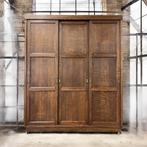vintage industriële  houten kast met schuifdeuren, Ophalen of Verzenden
