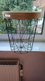 Table d'appoint ronde avec rangement et plateau, Ophalen, Rond, Zo goed als nieuw, Metaal