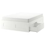 IKEA Brimnes wit tweepersoonsbed 140 x 200 cm, Huis en Inrichting, Slaapkamer | Bedden, Ophalen, Gebruikt, Wit, 140 cm