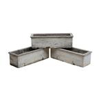 Set van 3 Oude Bloembakken Plantenbakken Verweerd Beton 73cm, Beton, Gebruikt, Rechthoekig, Minder dan 30 cm