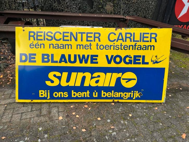 SUNAIR oud groot emaille reclamebord, Verzamelen, Merken en Reclamevoorwerpen, Gebruikt, Reclamebord, Ophalen