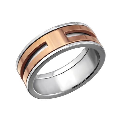 Tweekleurige roestvrij stalen spinner herenring, Handtassen en Accessoires, Ringen, Nieuw, Heer, 19 tot 20, IJzer of Staal, Ophalen of Verzenden