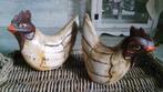 2 rustieke vintage houten kippen figuren decoratie Pasen, Enlèvement ou Envoi
