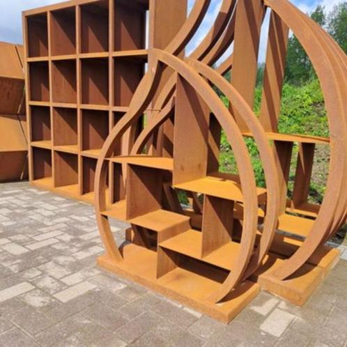 Vlam houtopslag cortenstaal, Tuin en Terras, Tuinwanddecoratie, Nieuw, Ophalen of Verzenden
