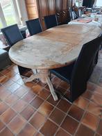 Tafel en 6 stoelen, Huis en Inrichting, Ophalen, Gebruikt, Rustiek massief, 4 tot 6 stoelen