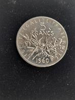 5 zilveren Franse frank 1960,    12,1 gram, Ophalen of Verzenden, Frankrijk, Losse munt, Zilver