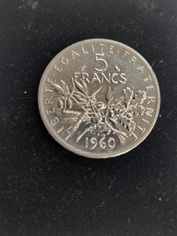 5 zilveren Franse frank 1960,    12,1 gram beschikbaar voor biedingen