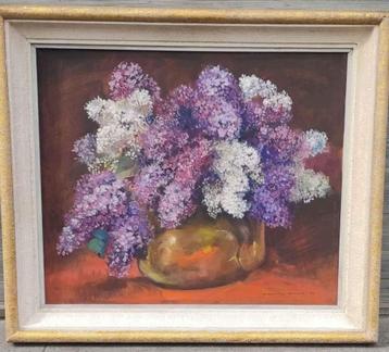 Huile sur panneau lilas signe Marcella morpol 59 beschikbaar voor biedingen