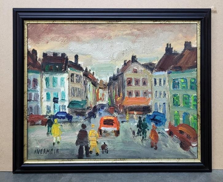 Alfons VERMEIR, drukte in de stad, Antiek en Kunst, Kunst | Schilderijen | Klassiek, Ophalen of Verzenden