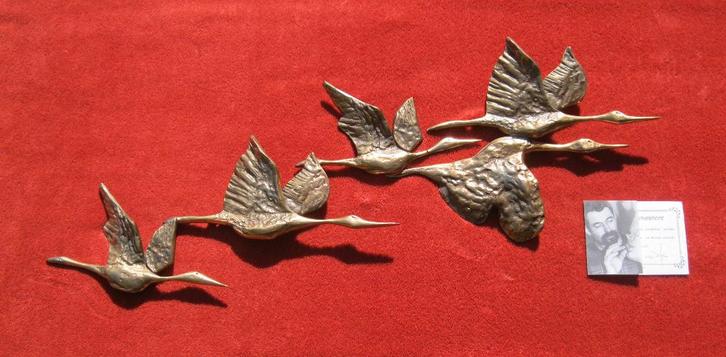 Artistieke brons Yves Lohé  - Envol 5 canards, Antiek en Kunst, Antiek | Brons en Koper, Brons, Ophalen
