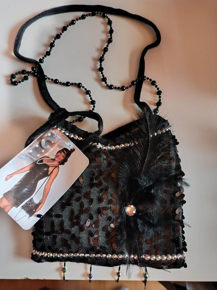 carnaval zwart schoudertasje Gatsby roaring 20s nieuw, Hobby & Loisirs créatifs, Articles de fête, Neuf, Autres types, Enlèvement ou Envoi