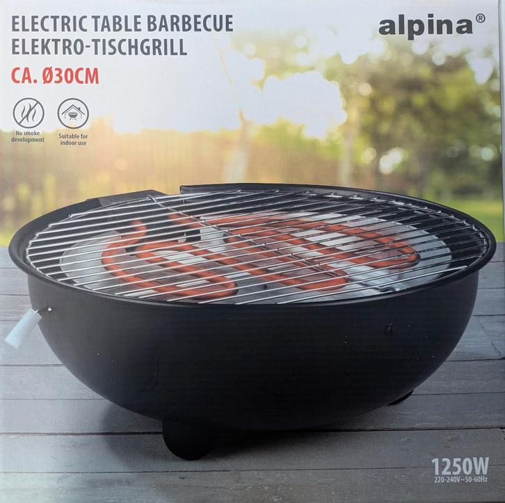 Alpina elektrische tafel barbecue, Tuin en Terras, Elektrische barbecues, Nieuw, Ophalen