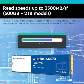 WD Blue SN570 NVMe SSD intern 2 TB M.2 2280 beschikbaar voor biedingen