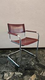 Chaise Design Marcel Breuer B34 en cuir et chrome, Gebruikt, Leer, Année 60, Eén