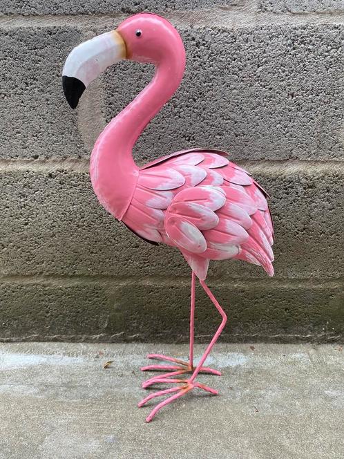 Decoratieve metalen flamingo, Tuin en Terras, Tuinbeelden, Zo goed als nieuw, Dierenbeeld, Metaal, Ophalen of Verzenden