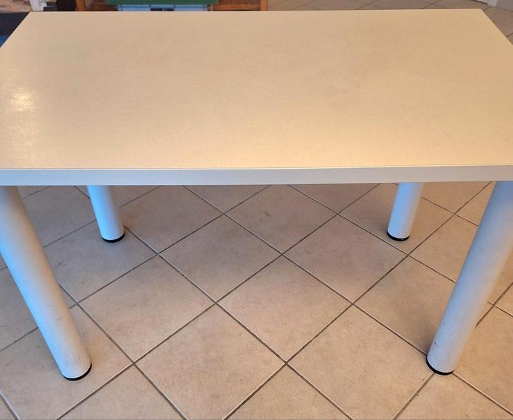 Witte moderne tafel, keukentafel, bureau...zeer sterk., Maison & Meubles, Bureaux, Utilisé, Bureau, Enlèvement