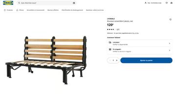 Structure convertible 2 places noir LYCKSELE Ikéa + Matelas  beschikbaar voor biedingen