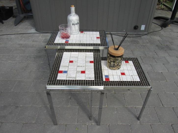 Vintage bijzettafel set - salontafels, Huis en Inrichting, Tafels | Salontafels, Gebruikt, Ophalen