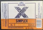 Étiquette de bière X Simplex Brasserie De Ranke (4c1), Utilisé, Enlèvement ou Envoi