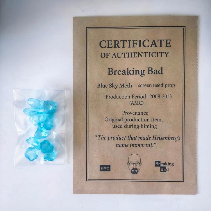 Breaking Bad – Screen Used Blue Sky Crystal Meth Prop + COA, Verzamelen, Film en Tv, Zo goed als nieuw, Tv, Overige typen, Ophalen of Verzenden