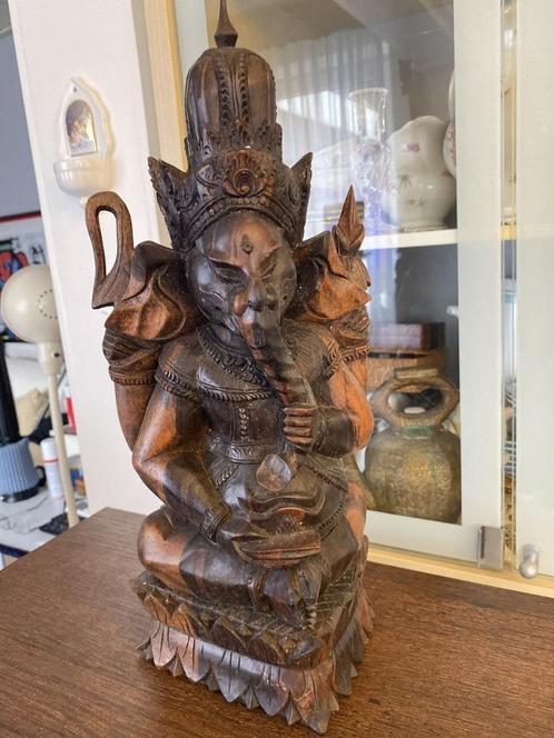Supermooie indonesische Ganesh in hardhout 37 cm, Huis en Inrichting, Woonaccessoires | Boeddhabeelden, Gebruikt, Ophalen of Verzenden