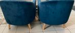 2 zeteltjes in blauw velours, Ophalen, Overige materialen, Gebruikt, 50 tot 75 cm