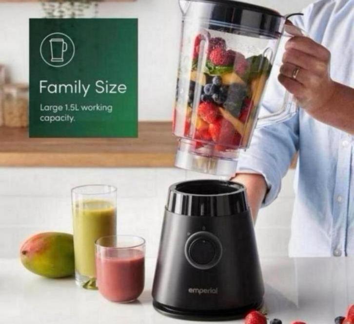 Emperial Blender 1.5 liter 600W NIEUW smoothie maker zwart, Elektronische apparatuur, Blenders, Nieuw, Blender, Ophalen of Verzenden
