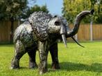 Unieke ijzeren olifant, groot tuinbeeld als eye-catcher, Tuin en Terras, Ophalen of Verzenden, Nieuw, Metaal, Dierenbeeld