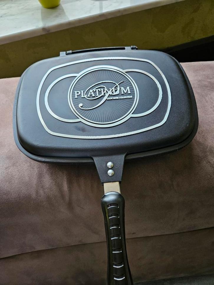 Dubbele grillpan 32 cm, Huis en Inrichting, Keuken | Potten en Pannen, Aluminium, Ophalen