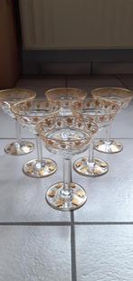 6 verres grave d'or coupe champagne val saint lambert 1926, Antiquités & Art, Enlèvement ou Envoi