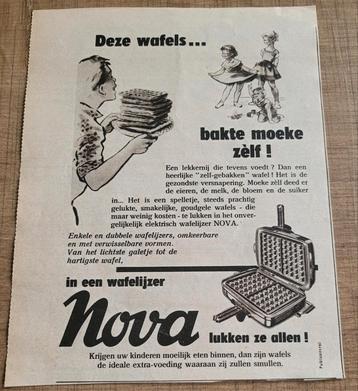 Oude reclameprent: Nova wafelijzer (1956), Enlèvement ou Envoi, Utilisé, Autres types