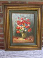 Schilderij : Bloemen in vaas. geschilderd door LD.'Hondt, Ophalen