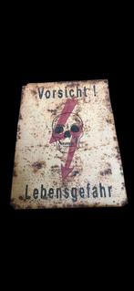 Duits ww2 metalen bord ‘ vorsicht lebensgefahr’, Verzamelen, Ophalen of Verzenden