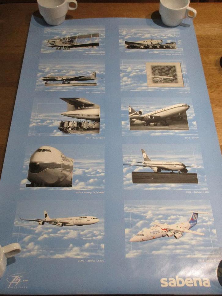 POSTER LUCHTVAART VLIEGTUIGEN SABENA 1923-1998, Verzamelen, Luchtvaart en Vliegtuigspotten, Gebruikt, Overige typen, Ophalen of Verzenden