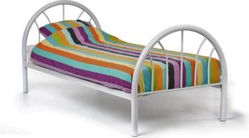 Lit 1 personne + sommier lattes + matelas, Enlèvement, Blanc, Bois