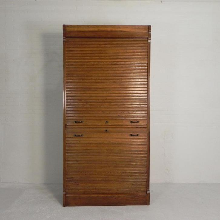 229 cm hoge rolluikkast met 2 luiken boven elkaar, jaren 30, Antiek en Kunst, Curiosa en Brocante, Ophalen of Verzenden