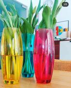 3 gekleurde glazen vintage vazen, Ophalen of Verzenden, Geel