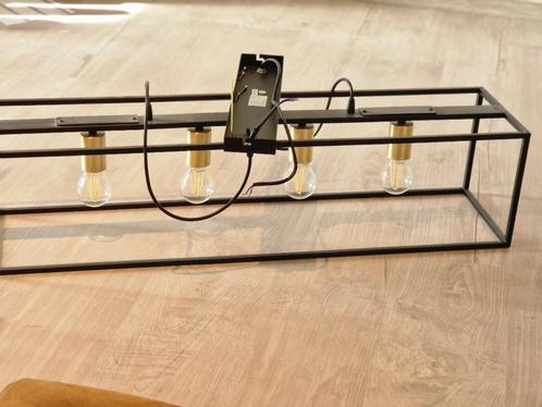 Industriële hanglamp met goudaccenten, Huis en Inrichting, Lampen | Hanglampen, Zo goed als nieuw, Minder dan 50 cm, Metaal, Ophalen of Verzenden