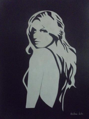peinture à l'huile pop art fille modeste (60x80cm), Enlèvement ou Envoi