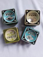 4 vierkante metalen doosjes kopspelden Swan Thistle, Verzamelen, Ophalen of Verzenden, Gebruikt