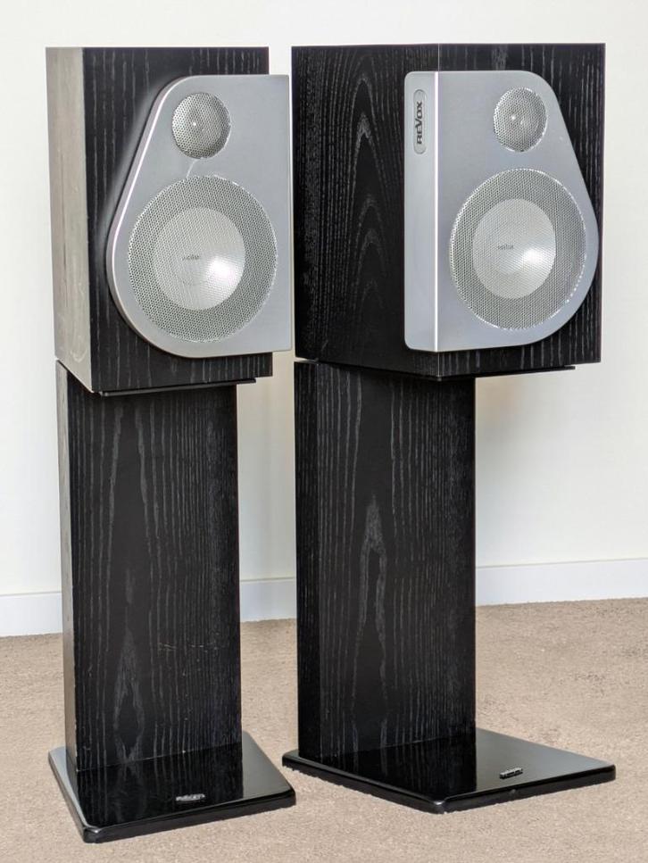 Revox Emetric Shelf, originele staanders, made in Germany, Audio, Tv en Foto, Luidsprekerboxen, Gebruikt, Front, Rear of Stereo speakers