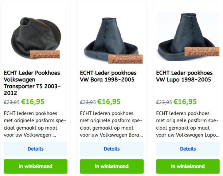Volkswagen Golf, Polo, Transporter, Touran, Pookhoezen Actie, Auto diversen, Auto-accessoires, Nieuw, Ophalen of Verzenden