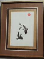 inkt tekening lavis grey wash KOI vissen Japanese drawing, Ophalen of Verzenden