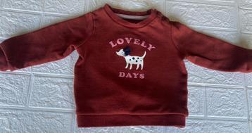 Bruinrode sweater " Baby club" c&a -maat 74