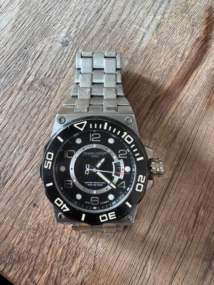 ️ Herenhorloge Jorge Gray – Swiss Movement – 200M Waterdicht, Handtassen en Accessoires, Horloges | Heren, Zo goed als nieuw, Staal